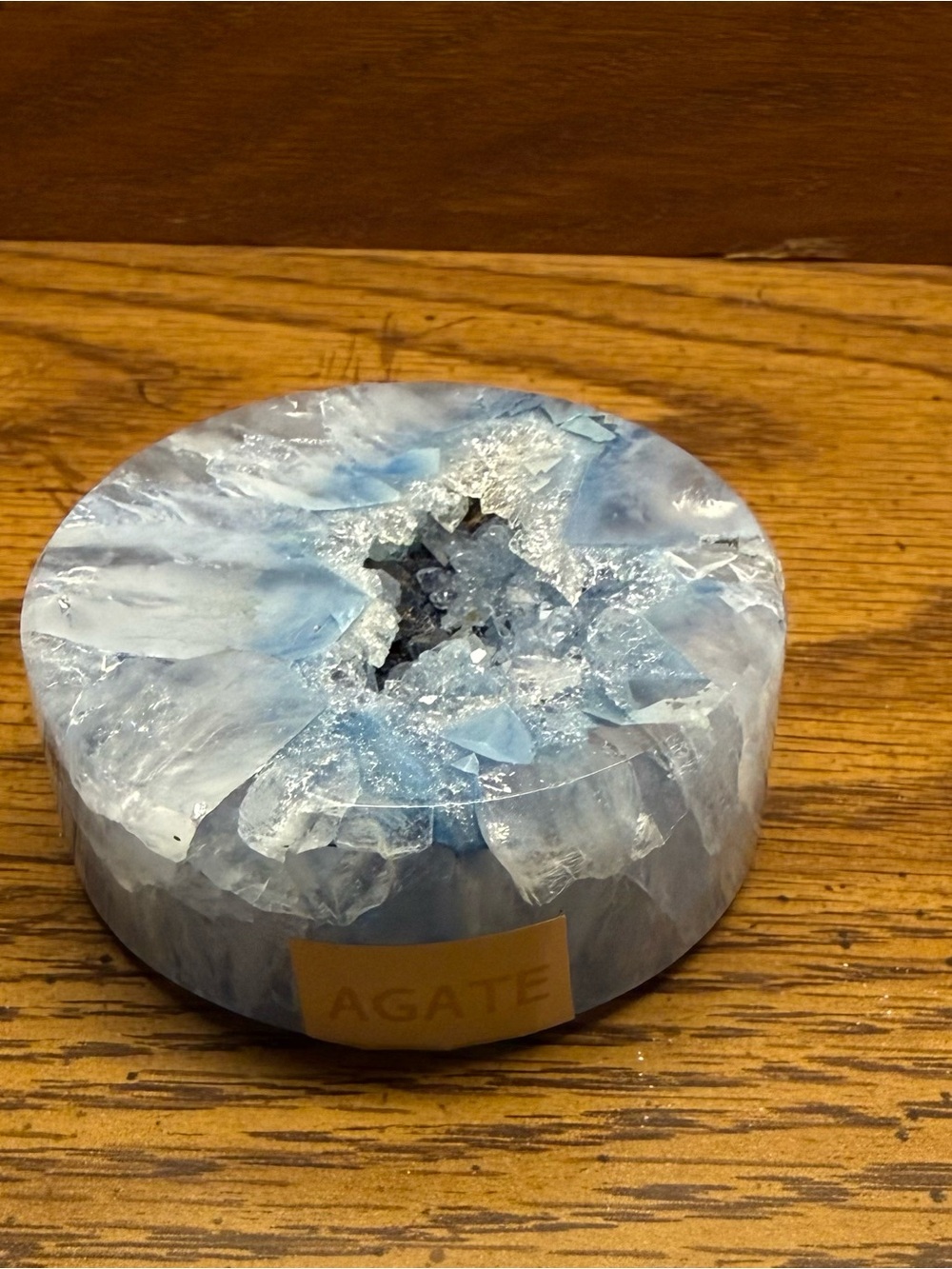 Source Unknown Blue and White Agate Geode Accent